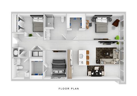 Floor plan for 3 beds, 2 baths, 1191 sqft